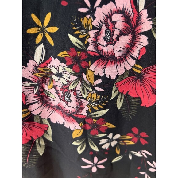 Black Tropical Floral Batwing Dolman Short Sleeves Shift Dress Size 3X - Picture 9 of 10
